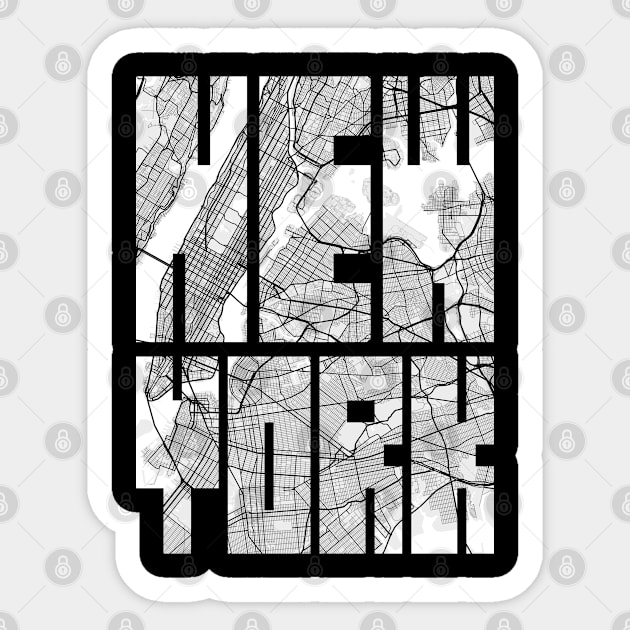 New York, United States City Map Typography - Light Sticker by deMAP Studio